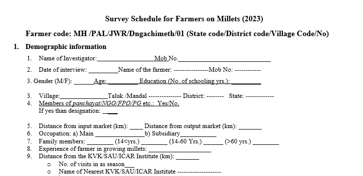 Millet Survey Form 2023
